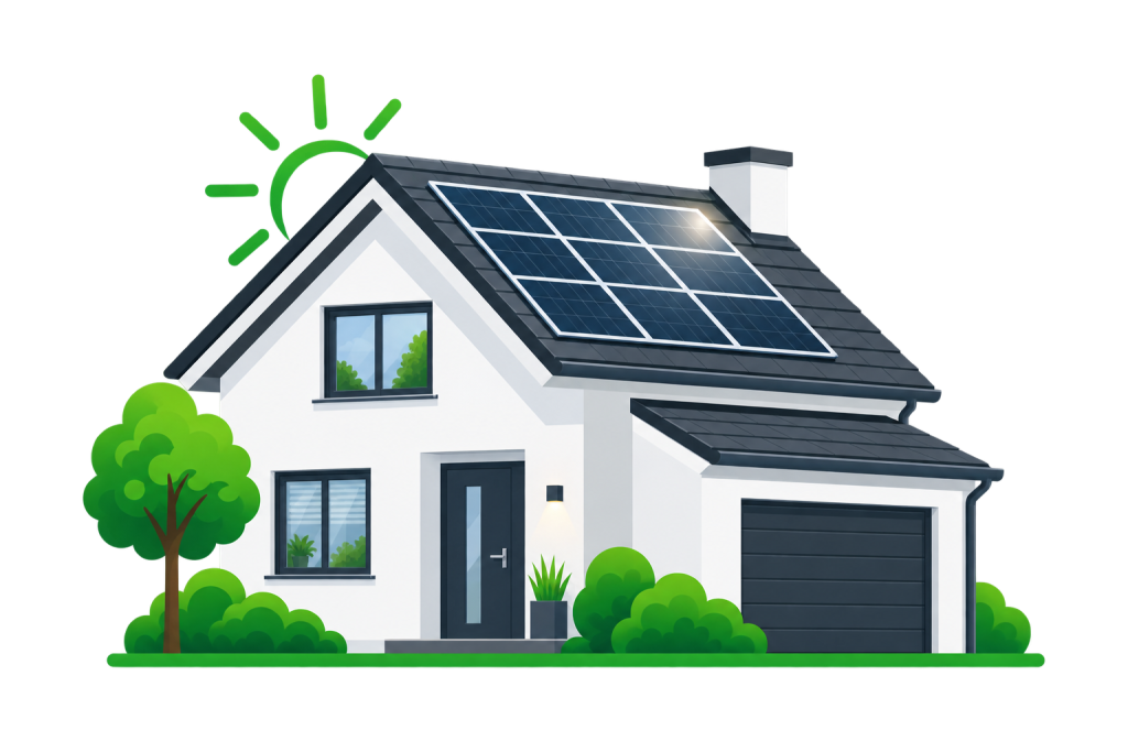 Illustration d'une maison individuelle avec panneaux solaires